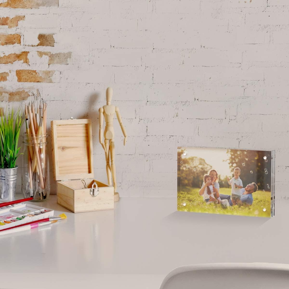 NIUBEE 4x6 Picture Frame, Clear Acrylic Photo Frame,  Freestanding Double Sided, Acrylic Record Frame Gift for Desktop Display, 3pcs