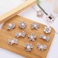 thumbnail image 3 of 2 piezas de ramillete de boda para mujer, broche de hoja de flor elegante con perlas de cristal para mujer, novia, 3 of 5