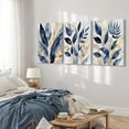 thumbnail image 3 of JANS.NO1 Blue Botanical Wall Art Abstract Leaf Canvas Prints Decor Modern Plant Wall Art Minimalist Hallway Botanical Painting Blue Gold Leaves Pictures for Living Room Bedroom, 3 of 7
