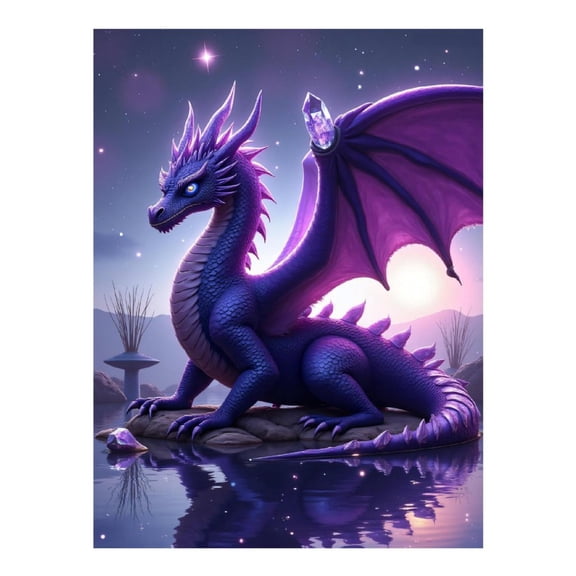 Diamond Art Kit for Adults, Cool Dragon Purple Print No.459 Diamond Painting for Adults Beginners, 5D DIY Diamond Art Painting Kits, Colorful Diamond Painting Craft for Home Decor 12x16