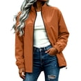 thumbnail image 2 of Women's Waterproof Windproof Hiking Jacket Outdoor Rain Coat with Zipper Pockets, Orange-L, 2 of 8