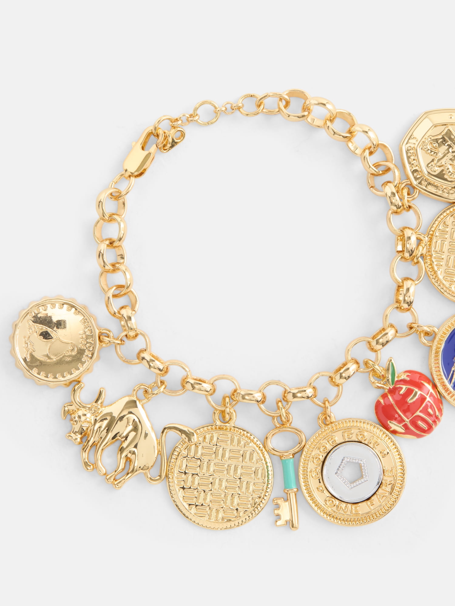 Free Assembly Women's NYC Coin Charm Bracelet, Goldtone