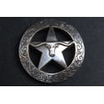 thumbnail image 2 of Set Of 2 Western Screw Back Concho 1.5 Inch Silver Longhorn Star Saddle, 2 of 4