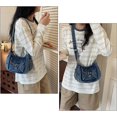 thumbnail image 2 of Sunyuer Women Vintage Washed Denim Crossbody Bag, Casual Small Hobo Shoulder Purse, Trendy Denim Sling Handbag with Front Pocket, Adjustable Strap Fashion Daily Outdoor Travel Shoulder Bag, 2 of 7