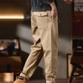thumbnail image 4 of FRSASU Pantalon Cargo à Jambe Droite pour Hommes, Extensible, Taille Ample, Polyvalent, de Sport, de Randonnée et de Golf, avec Poches, Kaki, 4 of 7