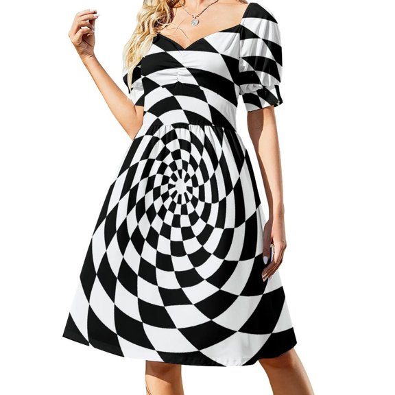 Optical Illusion Op Art Black and White Dress long dress women summer evening dresses ladies