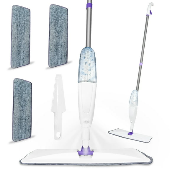 Spray Mop for Floor Cleaning with 3pcs Washable Pads,Wet Dry Microfiber Mop with 350ml Refillable Bottle Home Commercial Use Dry Wet Flat Mop for Hardwood Laminate Ceramic Tiles Floors Dust Cleaning