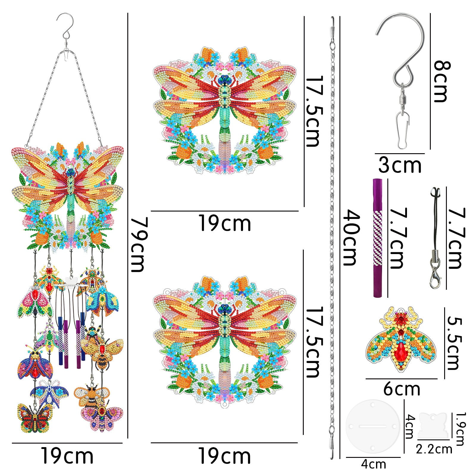 Butterfly Diamond Wind Chimes,Painting Craft Kit G Wind Chime for Window Door Hanging,Home Decor Art,Craft Lover Gifts,Housewarming/Mother's Day/Birthday Gifts,Memorial Gifts WindChime