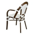 thumbnail image 6 of White and White, with Arms, French Bistro Patio Dining Chair by Chivari, 2 Pack, 6 of 14
