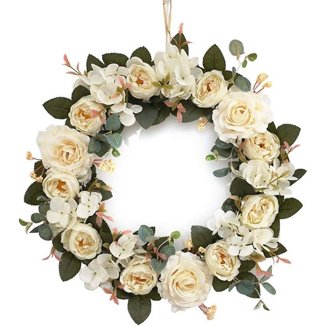 style3 Anillo de corona de flores artificiales, colgante de campo para puerta, decoración de hojas redondas, soporte para puerta, accesorios colgantes
