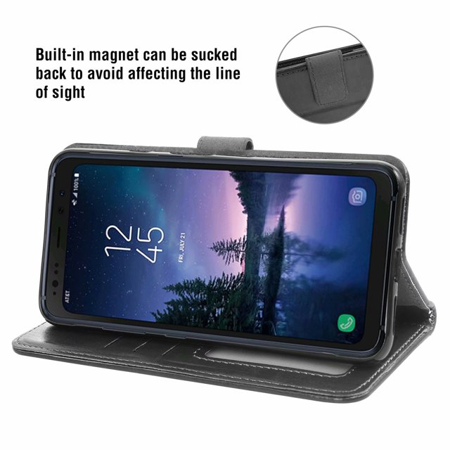 Mobile Phone Cover for Samsung S8 Active, Cover Premium Pu Leather Tpu Flip Cover Magnetic Closure Card Compartment Stand Function Wallet with Lanyard Protective Cover