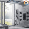 thumbnail image 5 of Thermostatic Shower Faucet Set 16x32in LED Rain Shower Head Massage System Black, 5 of 25