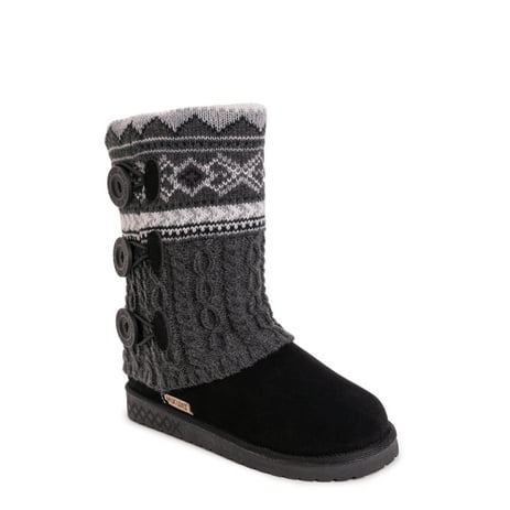 Muk Luks Cheryl Faux Fur Lined Side Button Pattern Knit Boot (Women's)