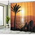 thumbnail image 5 of Ambesonne Retro Shower Curtain, Girl Tropic Beach with Sunset, 69"Wx75"L, Orange Black, 5 of 5