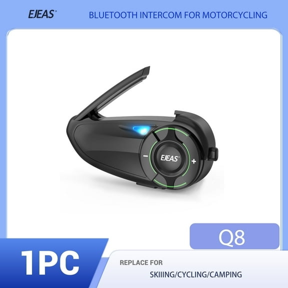 EJEAS Q8 Motorcycle Mesh 3.0 Intercom 6 people 1000m Real-time Talk Motorbike Helmet Bluetooth 5.1 Headset