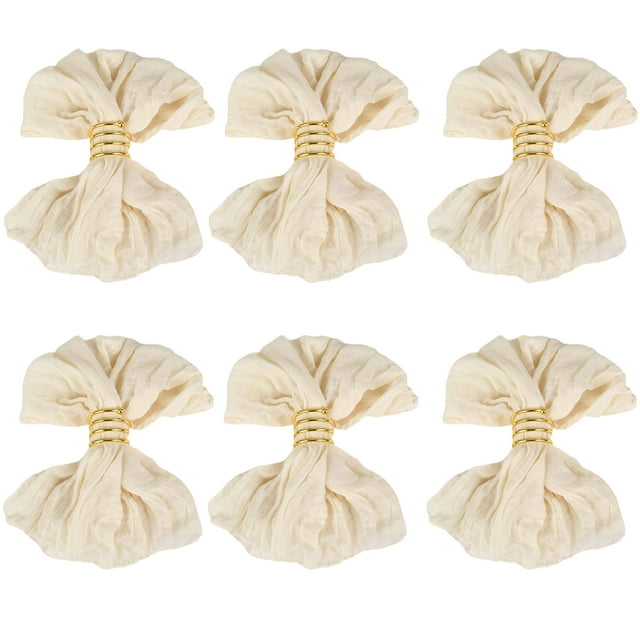 Toystoory Juego de 6 manteles individuales de gasa plisada cuadrada de Bali para decoración de de comedor, bodas y fiestas. Mostrada Blanquecino