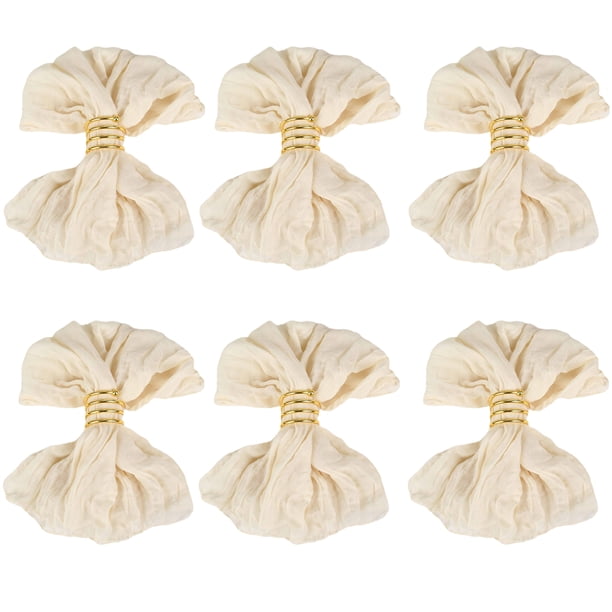 Naiovety Paquete de 6 servilletas plisadas de gasa balinesa para decoración de bodas y fiestas, elegantes para un día especial. Mostrada Blanquecino