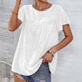 thumbnail image 4 of Moda mujer verano Casual cuello redondo manga corta con volantes Color sólido Tops blusa Fridja hjk937, 4 of 6