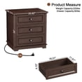 thumbnail image 5 of PLAMLE End Table for Living Room with 3 Drawers Storage Retro End Table Table with Charging Station Wooden Nightstand side End Table for Bedroom, 5 of 7