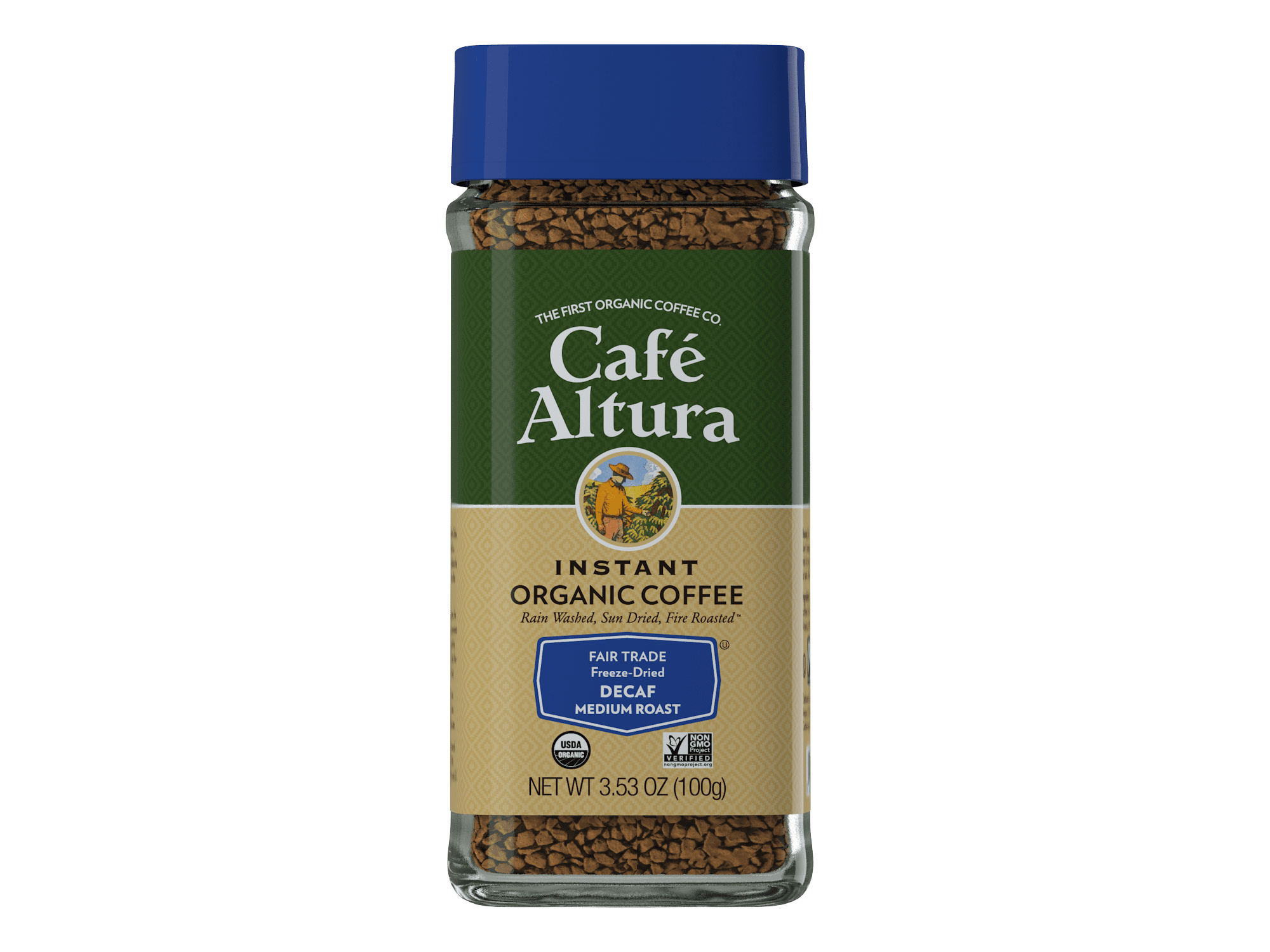 Cafe Altura Decaf Medium Roast Freeze Dried Instant Coffee, Organic, Non-GMO, 3.53 oz Jar