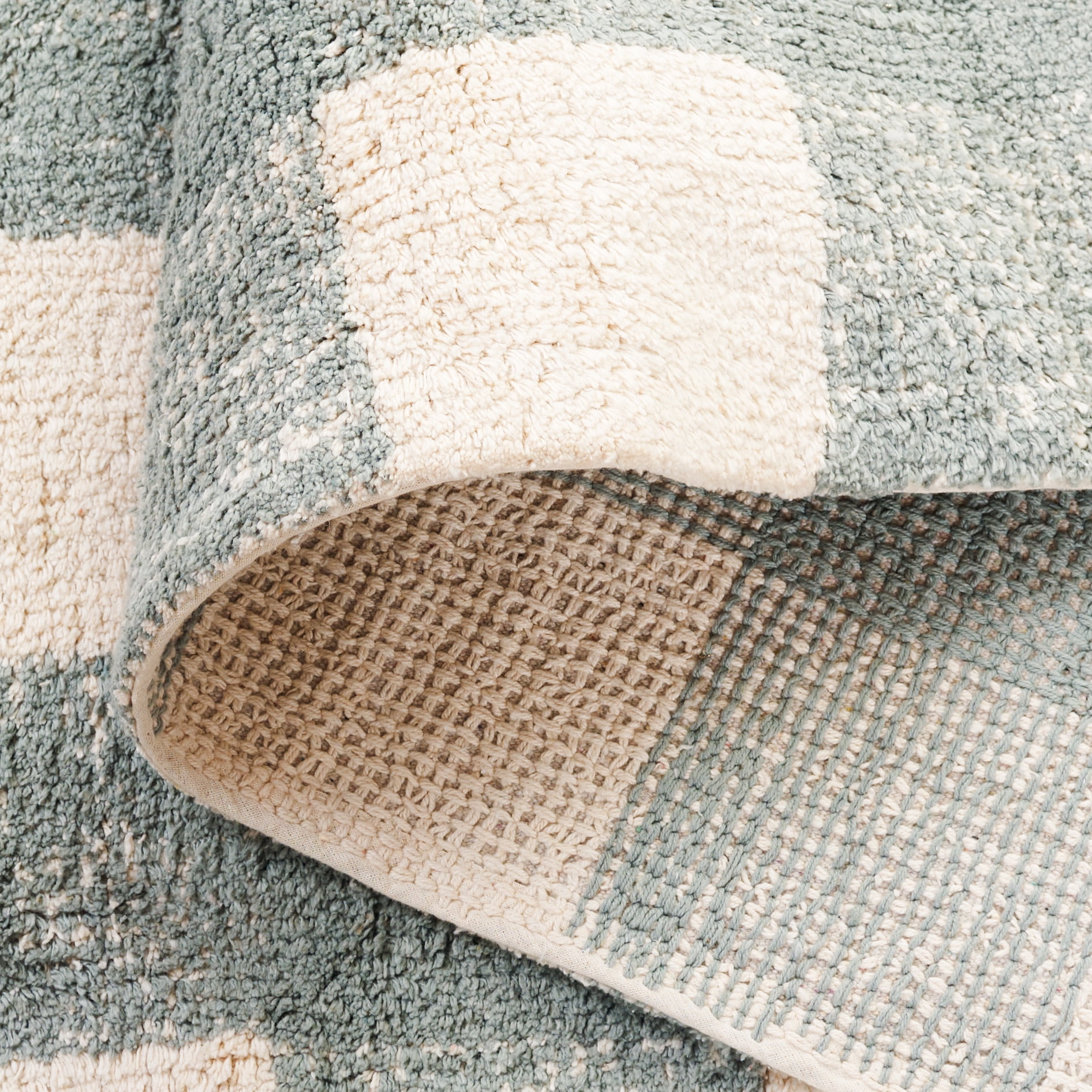 SAFAVIEH Easy Care Maggie Plaid Area Rug, Ivory/Teal, 6' x 6' Round