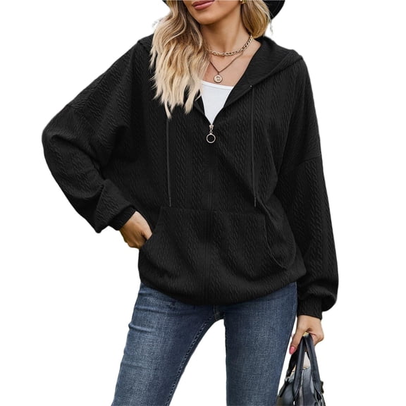 Wevis Women's Full Zip Hooded Jacket Long Sleeve Loose Casual Outerwear With Pockets