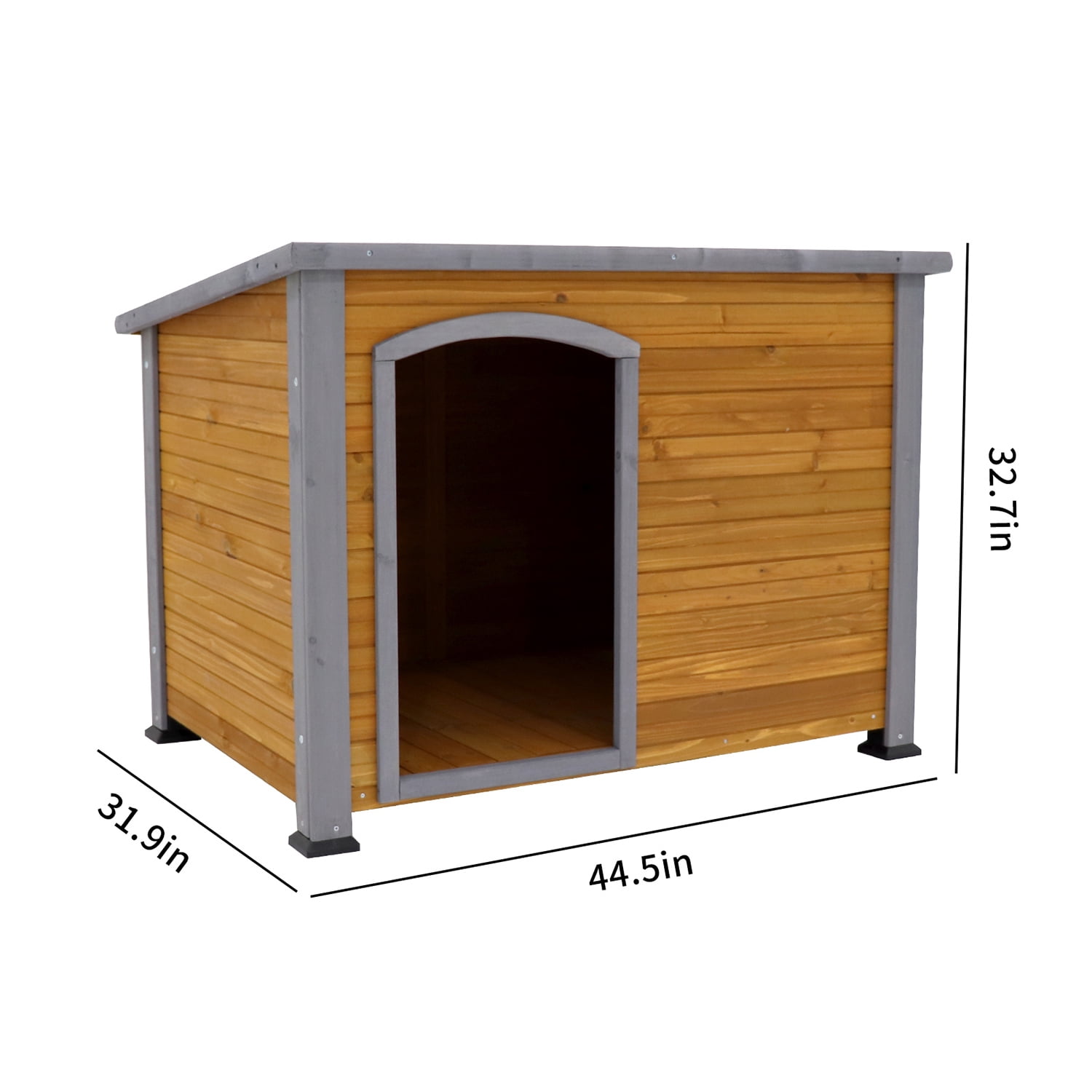 Kadyn 44.50" Dog House Outdoor & Indoor Wooden Dog Kennel for Winter with Raised Feet Weatherproof for Large Dogs, Natural Dog Crate Kadyn 44.50" Dog House Outdoor & Indoor Wooden Dog Kennel for Winter with Raised Feet Weatherproof for Large Dogs, Natural Dog Crate