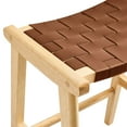 thumbnail image 6 of Modway Saoirse 26" Leather & Wood Counter Stool in Brown/Natural (Set of 2), 6 of 10