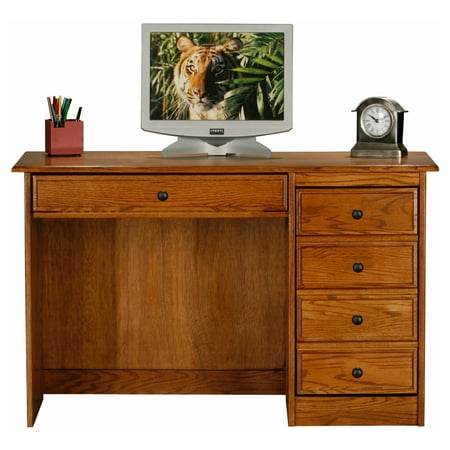 Classic Oak Customizable Single Pedestal Computer Desk
