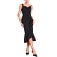 thumbnail image 2 of Vestido midi de cola de pez sin mangas con escote corazón elegante y con volantes para mujeres Inspire Chic en negro, 2 of 5