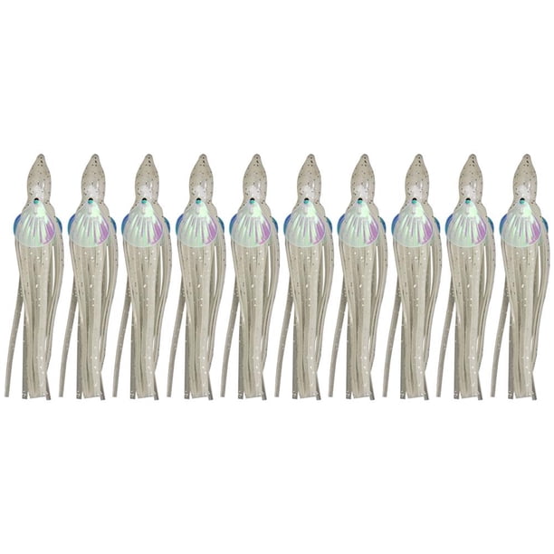 Octopus Soft Bait 10x Señuelos de pesca biónicos 10cm Artificial (Luminoso) Blanco JShteea El nuevo