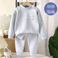 thumbnail image 4 of XRoczxe Kids Thermal Underwear Set, Boys Girls Striped Base Layer Pajamas, Soft Warm Long Sleeve Top & Pants for Winter Sleepwear, 4 of 6