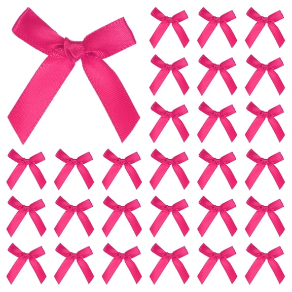 Uxcell 50-Pack Mini Craft Ribbon Bow 1.6x1.6 Inch Checkered Fabric Satin Bright Red