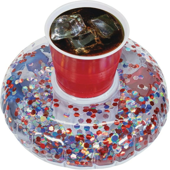 PoolCandy Stars & Stripes Glitter Drink Float - Pool Float - 2 Pack, Multicolor