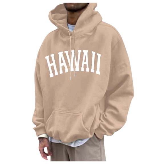 Men's Casual Sports Plus Size Letter Print Hooded Long Sleeved Hooded Top