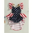 thumbnail image 2 of 4th of July Infant Baby Girl Overall Clothes Newborn Independence Day Ribbed Romper Skirt Star Onesie Dress Summer Outfits, 2 of 7