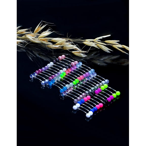 GHRTGR-14G Snake Eye Tongue Rings Glow in Dark Balls Curved Tongue Barbell Frog Eye Tongue Ring Retainer Piercing Jewelry for Women Men 14mm 16mm Bar