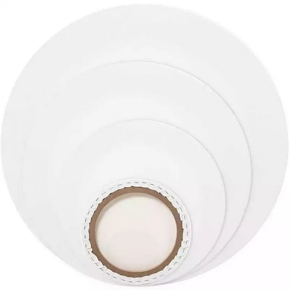 LOLIPPYY Set of 2 White Round Cotton Canvas Boards, Stretched Frames for Painting and Giving