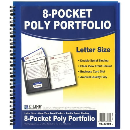 - C-LINE 8 POCKET SPIRAL BOUND POLY PORTFOLIO