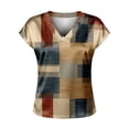 thumbnail image 4 of Bibifish Womens Tee Tops Color Block Print Soft Slim Fit V Neck Short-Sleeve Tee Tops Comfortable Summer Daily Business Casual Work Chic Wear, 4 of 4