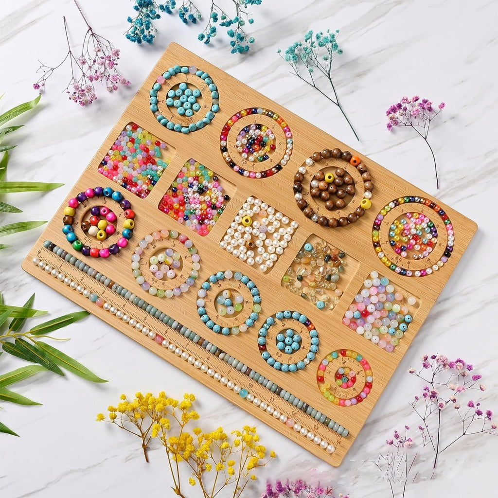 Necvior Wooden Bead Plate Jewelry Crafting Tool Jewelry Beading Designs Tray for Bracelet Necklaces Ornament Making Boards