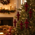 thumbnail image 3 of 2026 Christmas Indoor Decoration Flocked Finial Christmas Tree Ornaments 6Pcs Vintage Hanging Spire Drop Baubles Assorted Shapes For Xmas Party Decor, 3 of 7