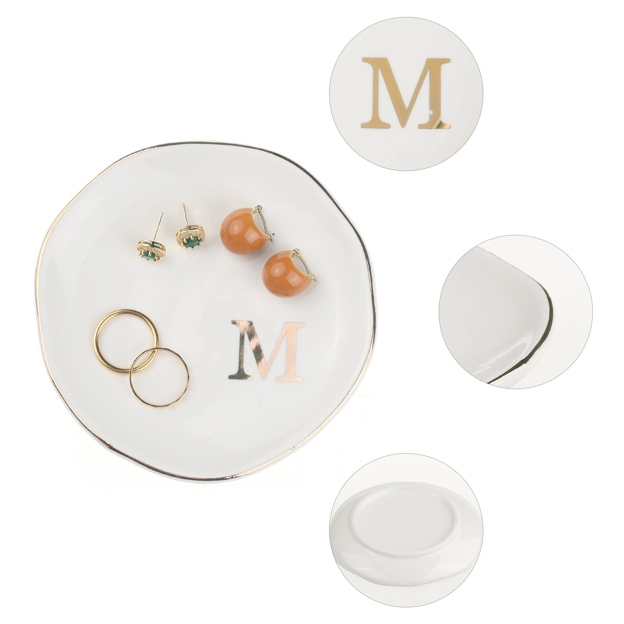 Unique Bargains Ceramic Jewelry Tray Decorative Trinket Dish Gifts Jewelry Boxes White-M