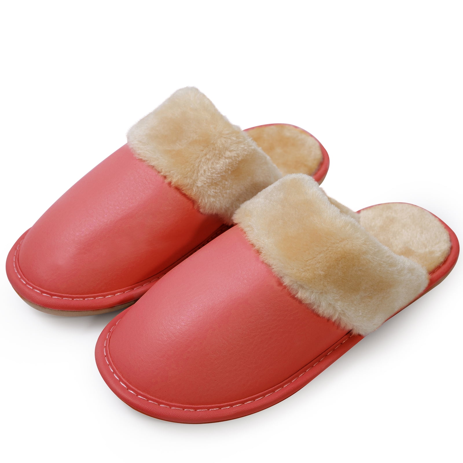 Puxowe Women Slides Faux Fur Fuzzy Slippers Indoor Outdoor Non