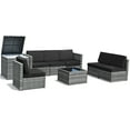 thumbnail image 2 of Costway 8 Pcs Wicker Rattan Sectional Patio Furniture Set with Storage Table, Black, 2 of 12