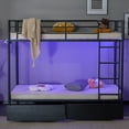 thumbnail image 2 of Zimtown Metal Twin-over-Twin Bunk Bed with 2 Drawers and Charging Station, Black, 2 of 13