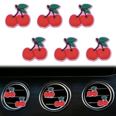 6 Pcs Red Cherry Air Vent Clips, Cute Cherry Car Air Fresheners Vents Clips Diamond Vent Clip Car Interior Decor Charm Bling Car Accessories Car Decoration for Women, Automotive Air Fresheners C42