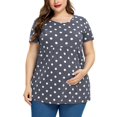 thumbnail image 4 of Ecavus Maternity Tops Plus Sizes Short Sleeve Shirt Wave Point Print 1X, 4 of 4