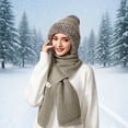 thumbnail image 2 of Bibifish One Piece Scarf Hats For Women Winter Thermal Lined Scarf Hats Solid Color Fleece Cold Weather Knitted Scarf Hats For Ladies, 2 of 5