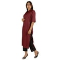 thumbnail image 3 of Moomaya Solid Rayon Kurta For Women bell Sleeve Drawstring Neck Long Ethnic Kurti, 3 of 7